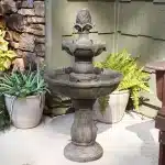 2-Tier Pineapple Solar Fountain with Battery Backup 33 3