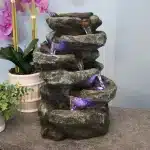 6-Tier Stone Falls Indoor Tabletop Fountain with LED Light