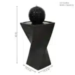 Black Ball Solar Water Fountain with Battery Backup and LED Light1