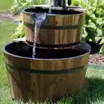 Country 2-Tier Wood Barrel Water Fountain with Hand Pump11