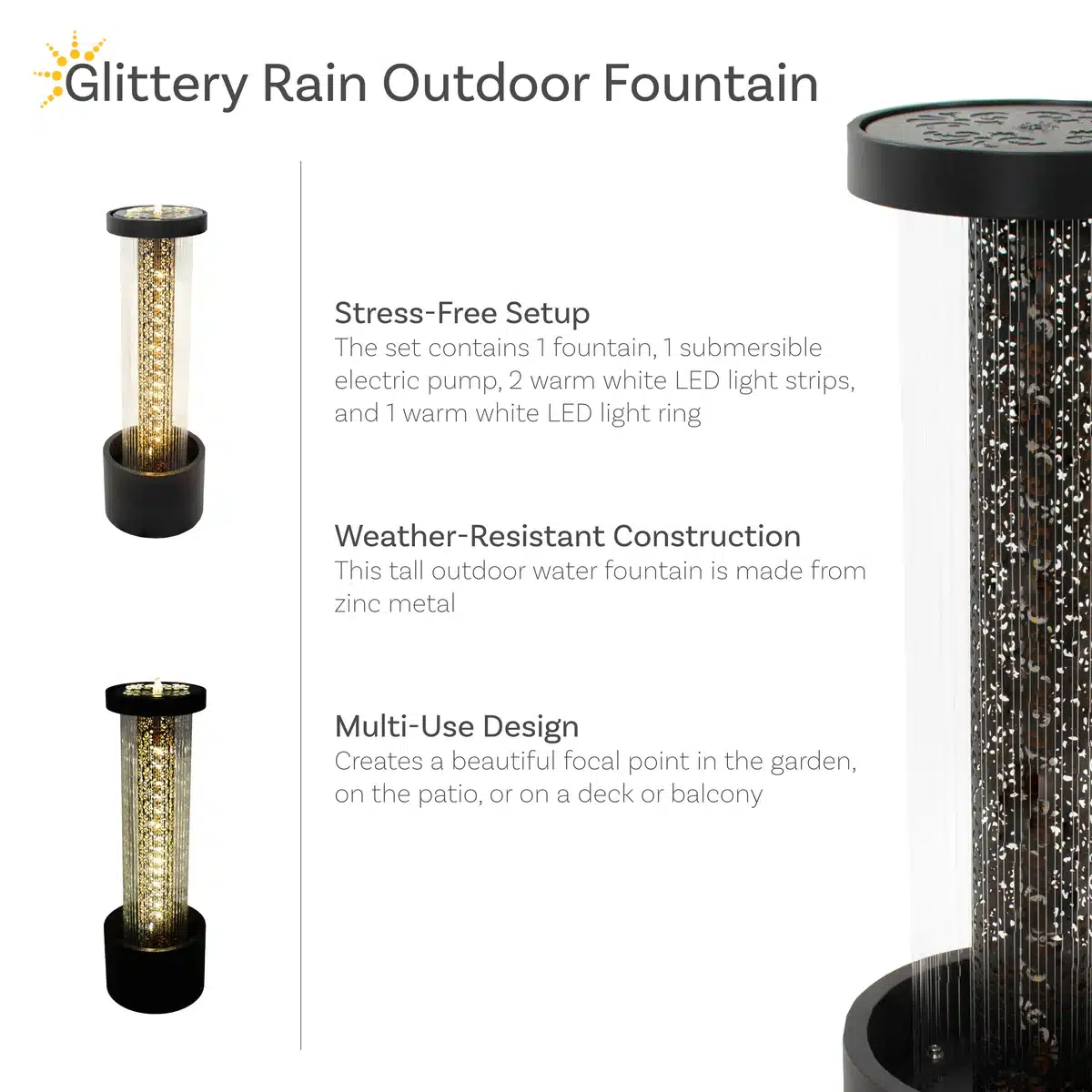 Glittering Rain Outdoor Water Fountain3 Glittering Rain Outdoor Water Fountain3