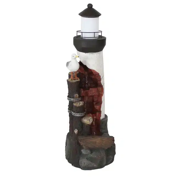 Gull’s Cove Outdoor Lighthouse Fountain with LED Light