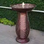 Iron Crosshatch Bird Bath Fountain4