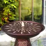Iron Crosshatch Bird Bath Fountain5