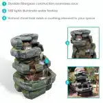Outdoor Electric Tiered Stone Waterfall with LED Lights1`