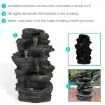 Rock Falls Electric Waterfall Fountain with LED Lights1