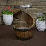 Spiraling Barrel Outdoor Water Fountain with LED Light3