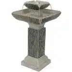 Square 2-Tier Outdoor Bird Bath Fountain with LED Lights