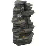 Stacked Shale Outdoor Rock Waterfall Fountain with LED