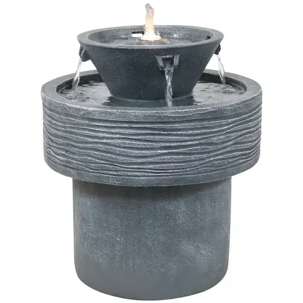Tranquil Streams 2-Tier Outdoor Fountain with LED Lights