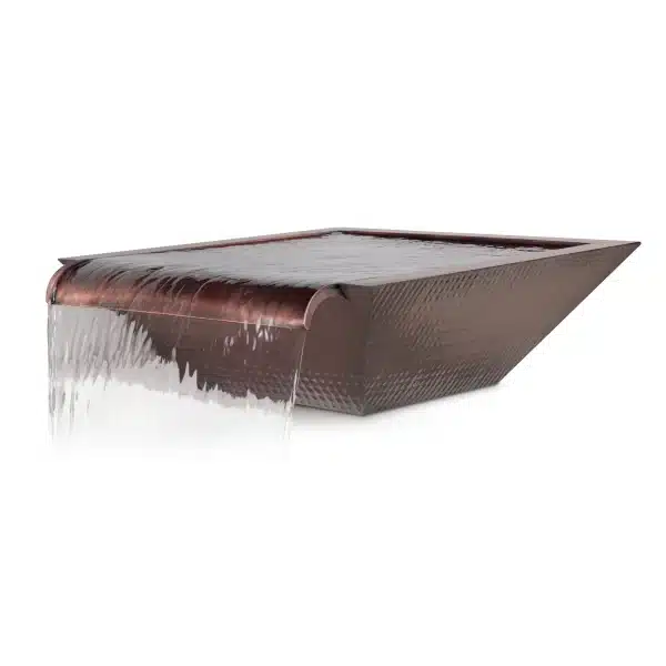 Maya Hammered Copper Water Bowl - Wide Spillway